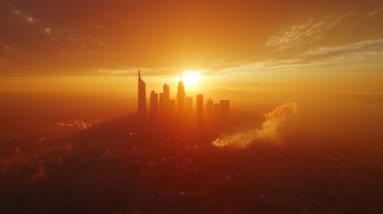 Fototapeta premium The center of city Frankfurt after sunset