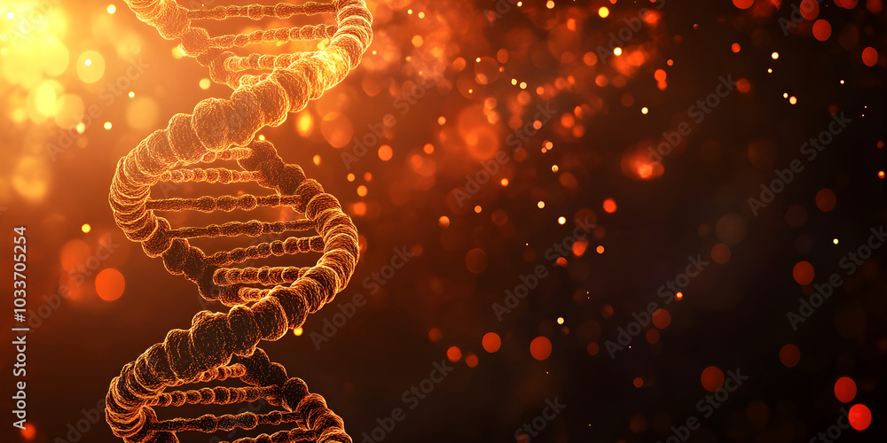 Aufkleber abstract background featuring a glowing dna helix with vibrant bokeh lights in warm colors creating 