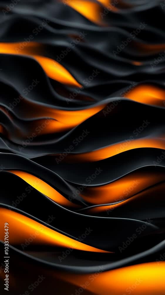 Poster abstract waves of black and orange flowing liquid texture with light and shadow design for mesmerizi