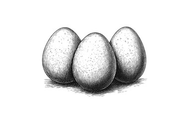 Nest with eggs, sketch. Vintage retro print, hand-drawn illustration nest, eggs, engraving, detailed drawing, eggs nest. Black ink, simple lines, sketch style, line art, graphic design. Illustration