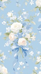 Fototapeta premium Flowers wallpaper graphics painting pattern.
