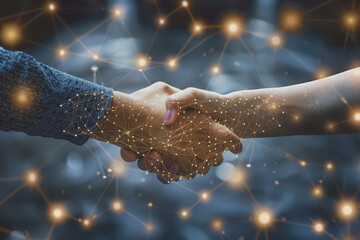 Fototapeta premium Business network concept, business people join hands to network for joint beauty and success.