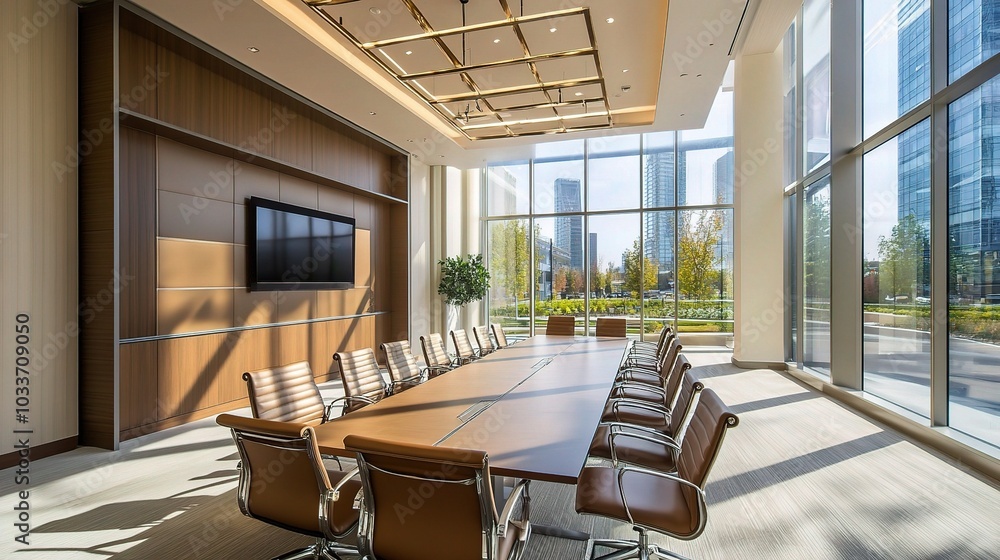 Canvas Prints Modern Conference Room with City View