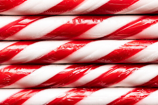 Close-up of red and white striped candy canes