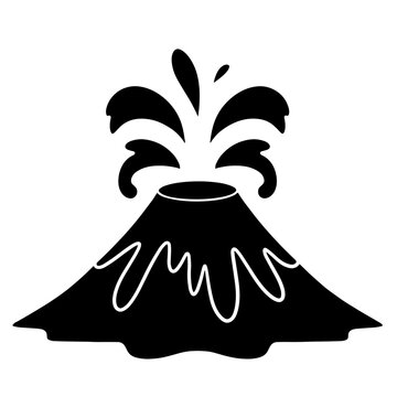 recommend clip art: 火山噴火のかわいい白黒シルエットイラスト
