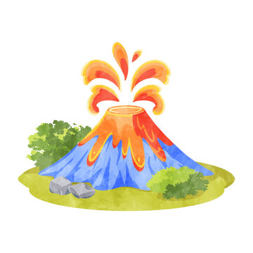 recommend clip art: 富士山噴火のかわいい水彩イラスト