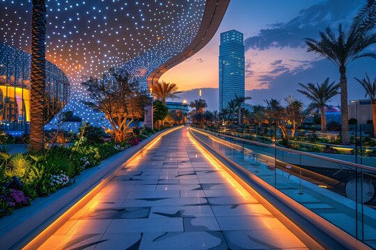 A vibrant view of Riyadh, the capital of Saudi Arabia, showcasing the city's stunning skyline and modern architecture. A representation of urban development and commercial growth, reflecting the dynam