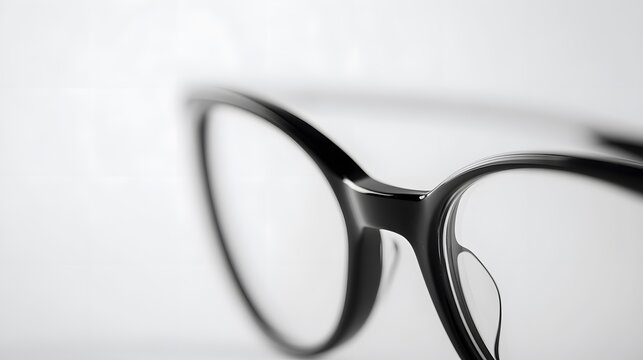 A stylish pair of eyeglasses with a sleek black frame, isolated on a white background, highlighting their modern design and the sophistication they bring to any look.