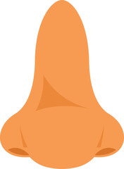Simple cartoon human nose representing smell and breathing in flat style isolated on white background