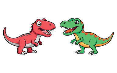 Cartoon tyrannosaurus coloring book Line Art Vector Illustration 