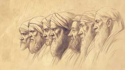 Pharisees of the Bible Arguing and Perplexed by the Light of the World as the Lamps Flicker Around Them in a Scene of Spiritual Debate and Questioning