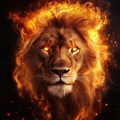 Naklejka premium Fiery Lion Portrait