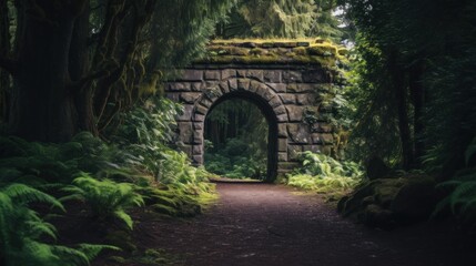 Stone Archway in a Forest