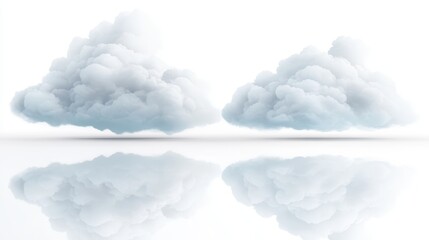 Two clouds are reflected in the water