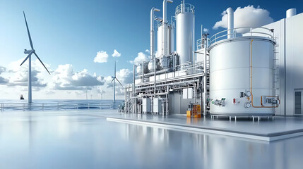 Obraz premium Exploring advanced industrial facilities the intersection of technology and sustainability in modern manufacturing