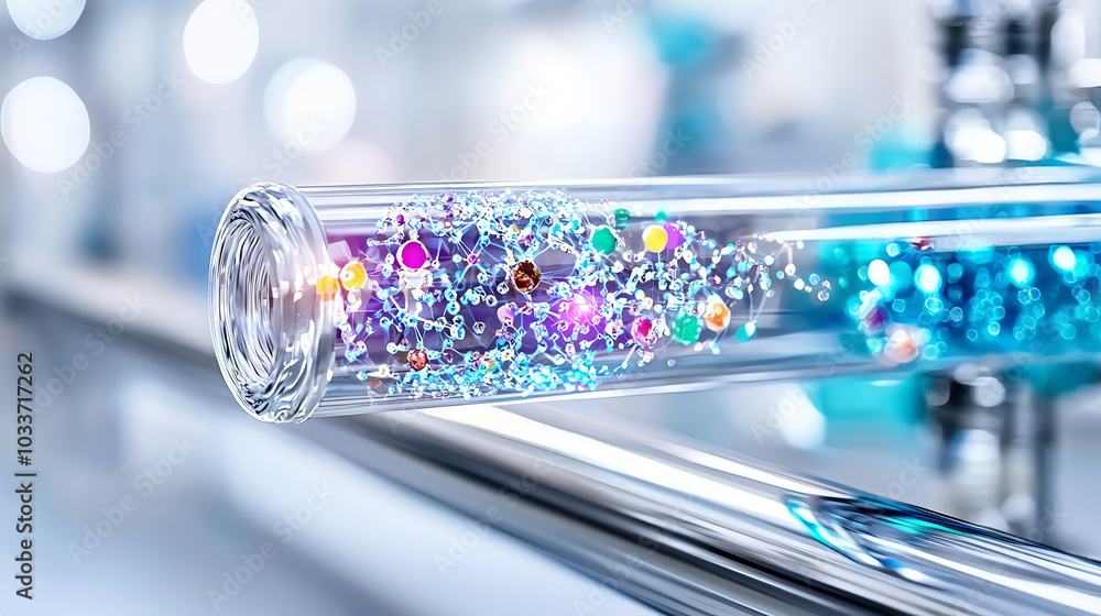 Poster exploring the mysteries of molecular structures in laboratory environments through innovative scient