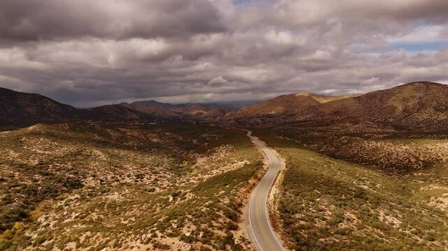 Aerial View of Road in San Gabriel Mountains, Angeles National Forest, Acton, California