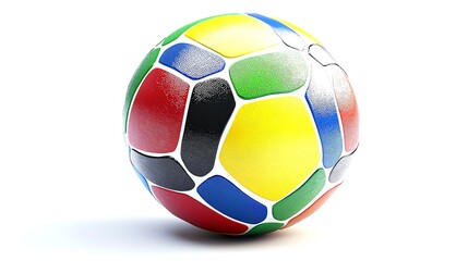 Obraz premium European Football Championship 2024, A soccer ball with the flag design of Romanian on white background