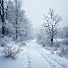 Obraz premium snow covered trees in the park