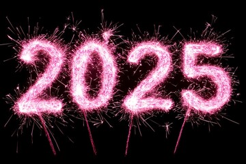Happy New Year 2025 Celebration with Sparkling Text Banner