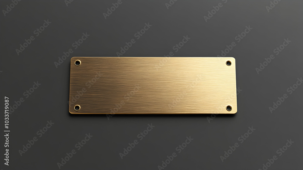 Poster rectangular gold or brass nameplate mockup with a brushed texture, ready for customization. -