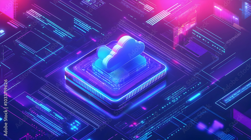 Poster serverless technology integrated with hybrid cloud networks and digital infrastructure -
