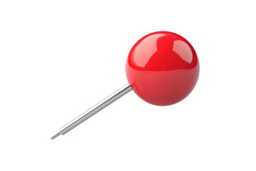 A red pushpin isolated on a transparent background. Perfect for presentations, office, school projects, or digital design purposes.