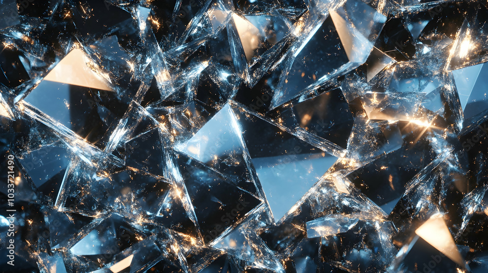 Poster sparkling crystal shards forming a mesmerizing background pattern -