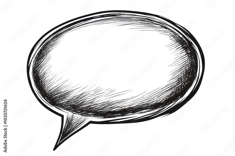 Poster a hand-drawn black speech bubble with a sketchy texture, creating a whimsical artistic effect suitab