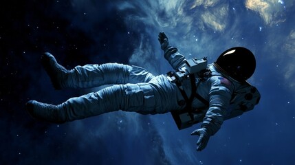 Fototapeta premium An astronaut lost in space falling and floating adrift