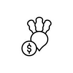 Fototapeta premium Turnip price outline icons, minimalist vector illustration ,simple transparent graphic element .Isolated on white background