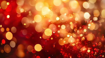 Obraz premium Vibrant red and gold bokeh lights creating a holiday atmosphere -