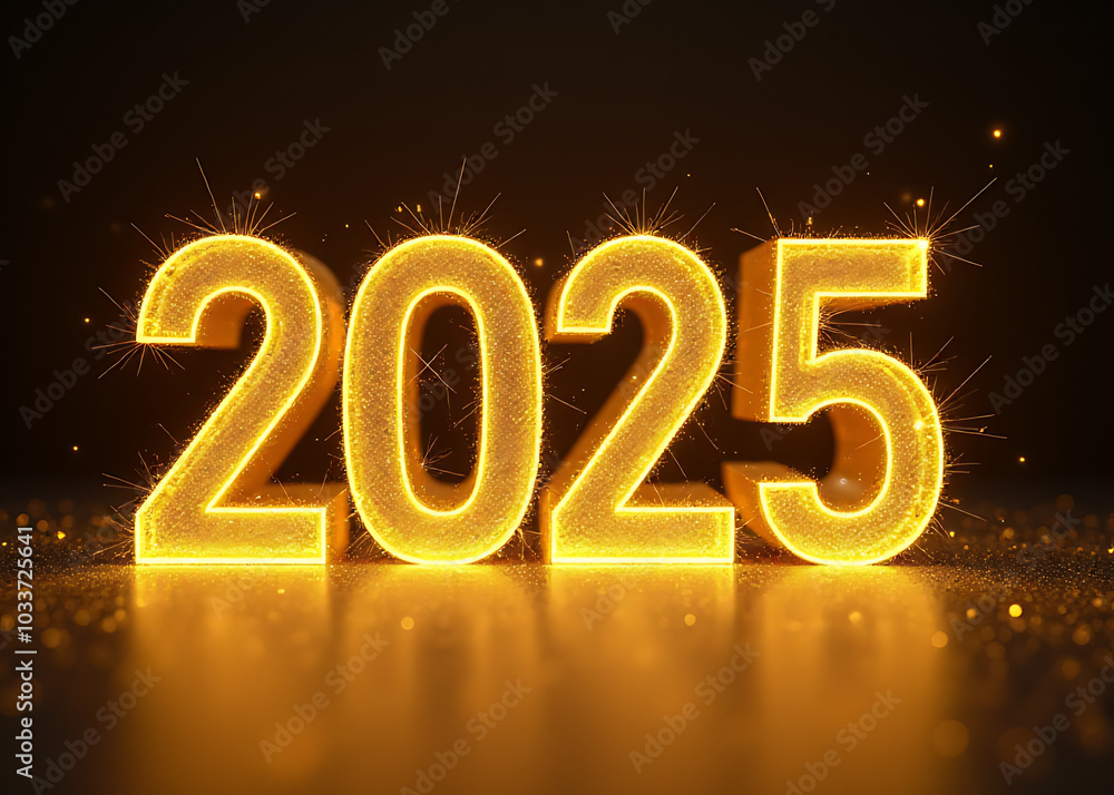 Aufkleber the 2025 golden numbers design is an artistic representation of the upcoming year's celebration with