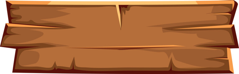 Wooden signboard. Empty board. Cartoon blank plank