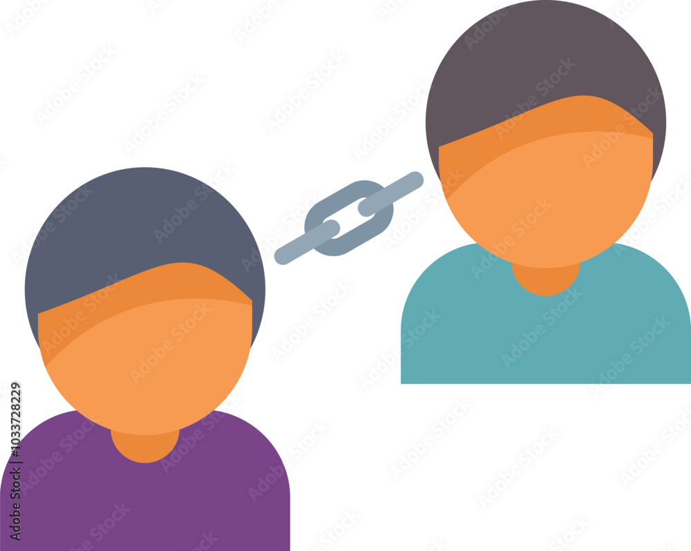 Poster simple icon of a chain linking two people representing the concept of connection