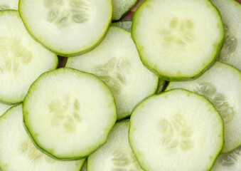 Top View Slices on green cucumber