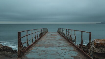 Obraz premium Bridge's terminus by the water