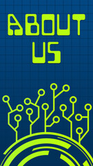 About Us Blue Green Circuit Bottom Vertical Text 