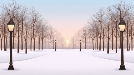 In a tranquil snowy forest, a lantern casts a warm glow amidst the darkness of night, creating a striking contrast with the surrounding trees and soft snow