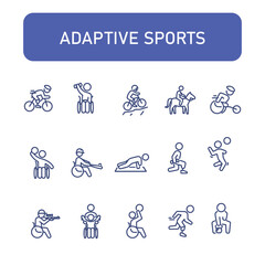 Set of disabled sports vector lined icons 