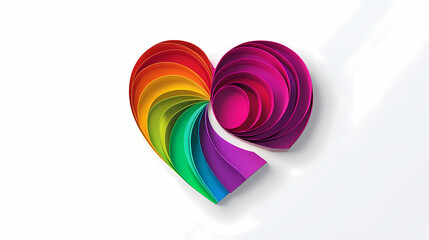 Obraz premium heart rainbow colors logo 3d vector papercut