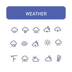 set of weather icon vector line design 