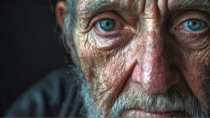 Fototapeta premium A close-up portrait of a very old person, around 100 years old