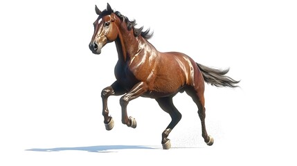 Obraz premium Galloping Bay Horse Isolated on White Background