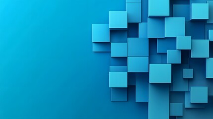 Blue background with 3D blocks in shades of blue, creating an abstract and modern design for digital or technology-themed designs