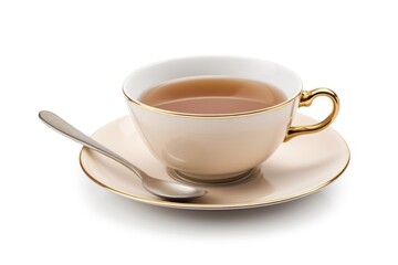 Fototapeta premium Tea cup spoon saucer drink.