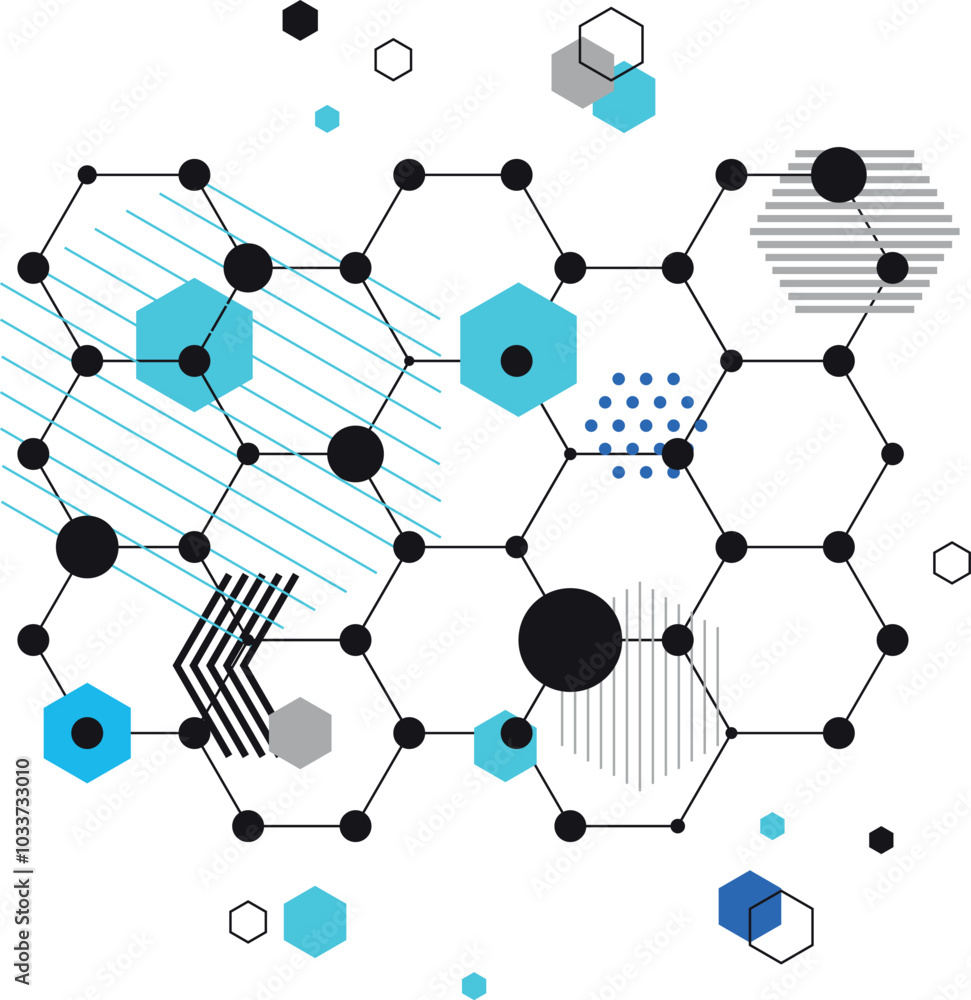 Aufkleber abstract geometric shape with hexagonal grid. tech mesh