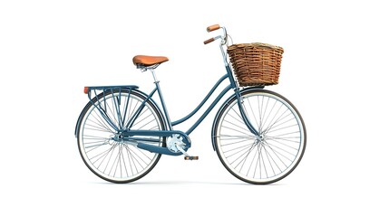 A blue bicycle with a wicker basket on the back, ideal for casual rides and outdoor activities