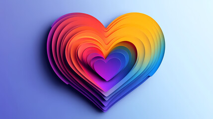 heart rainbow colors logo 3d vector papercut