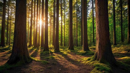Obraz premium Serene Wide Angle Shot of a Dense Forest Scene